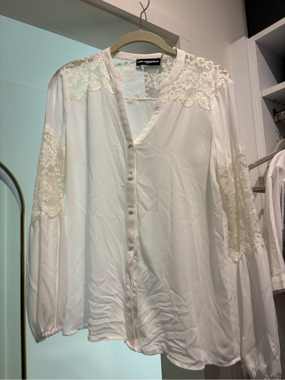 Karl Lagerfeld White Lace-Back Blazer